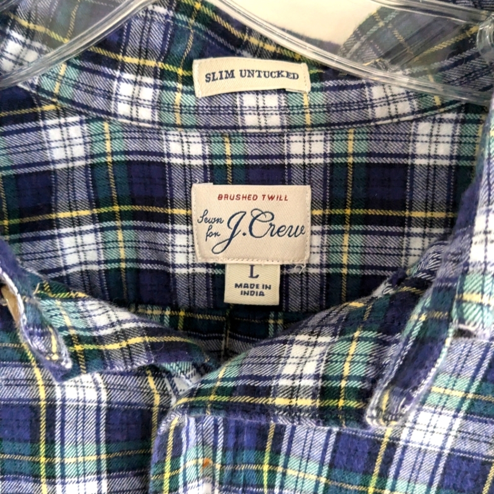 SOLD J. Crew Scotch Plaid Button-Up Shirt sz L - Picture 3 of 8